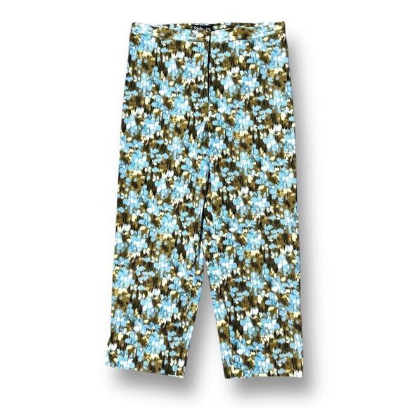 Style & Co 8P Multicolor Stretch Capri Pants Abstract Print Boho Side Slits Y2K - Picture 7 of 8